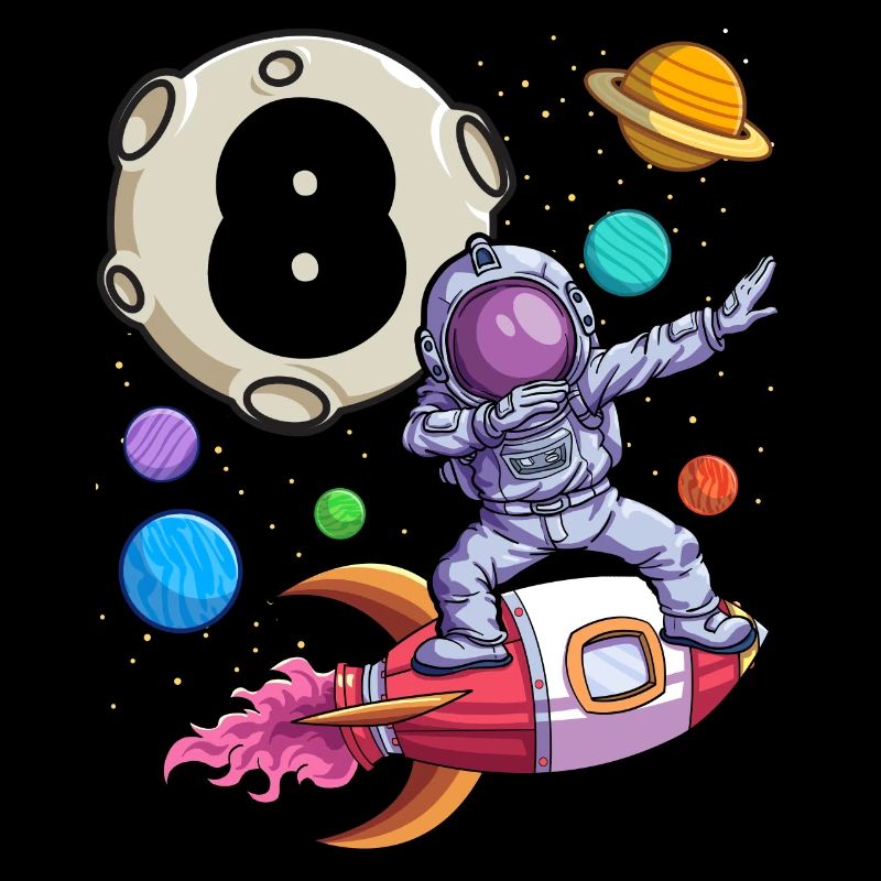 Dabbing Astronaut 8 Yrs Old Birthday Boy Space 8th