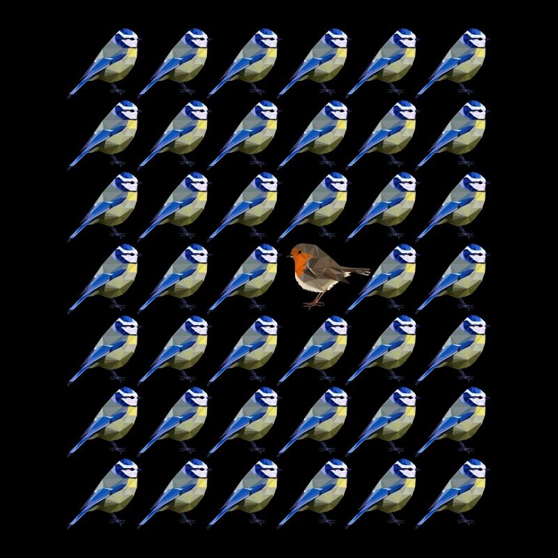 sei anders Blaumeise Rotkehlchen Vogel Muster