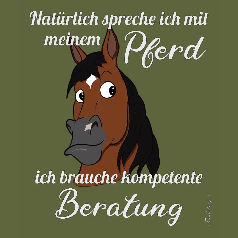 Lustiger Pferde Spruch mit Comic Pony Kopf süßes