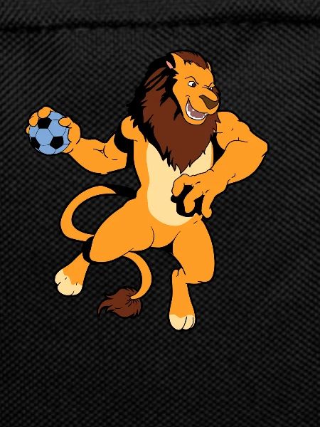 Comic Lion plays handball