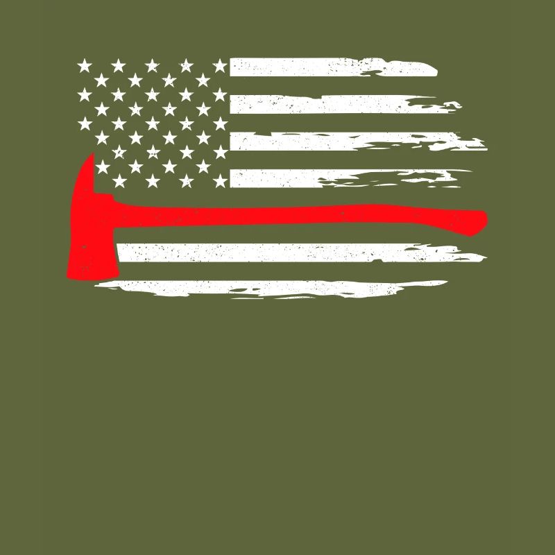 Thin Red Line American Flag Axe Support Firefighte