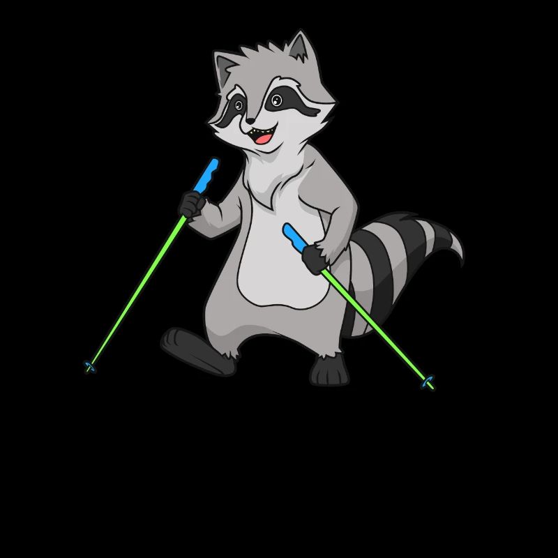 Nordic Walking Comic Raccoon