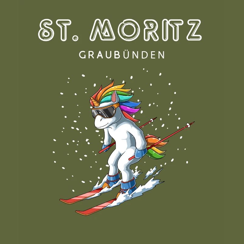 Sankt Moritz Graubünden Schweiz Retro Ski Einhorn