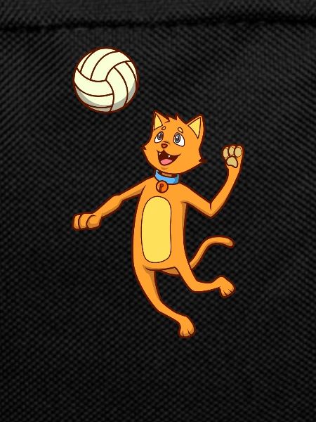 Comic cat plays volleyball