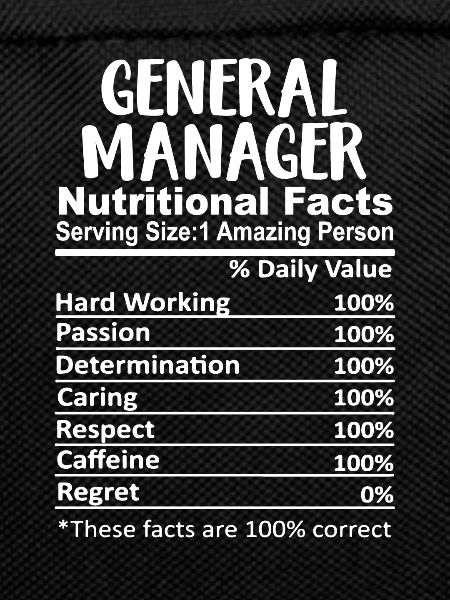 General Manager Nutrition Facts Funny