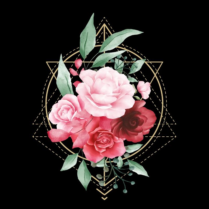 Boho Style Géométrie Roses Fleur Rétro Vintage