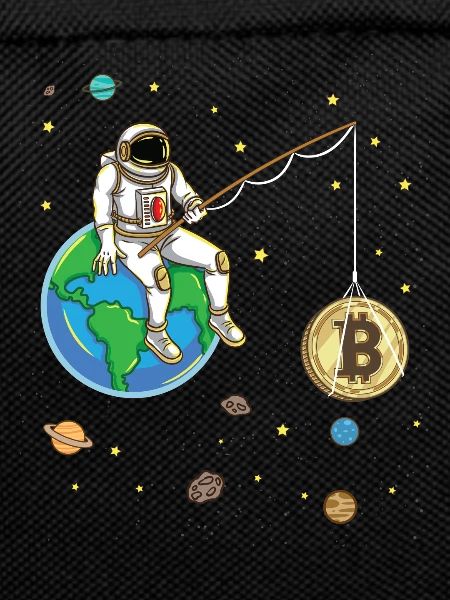Astronaut Fishes Bitcoin Moon Cryptocurrency