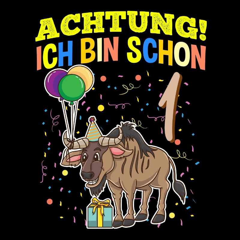 Achtung Ich Bin Schon 1 Tier Geburtstag Gnu