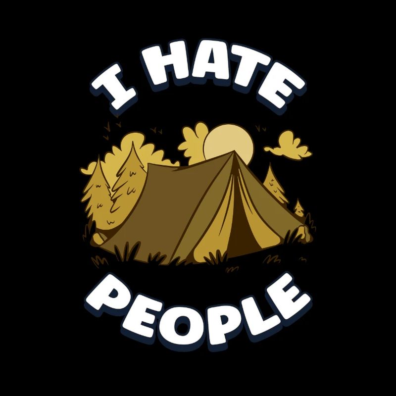 I hate people camping colorful tents campfire