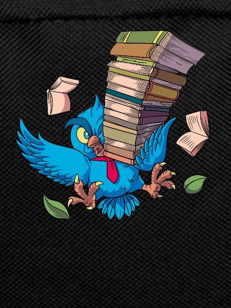 Cartoon Eule mit Bücherstapel - Büchereule