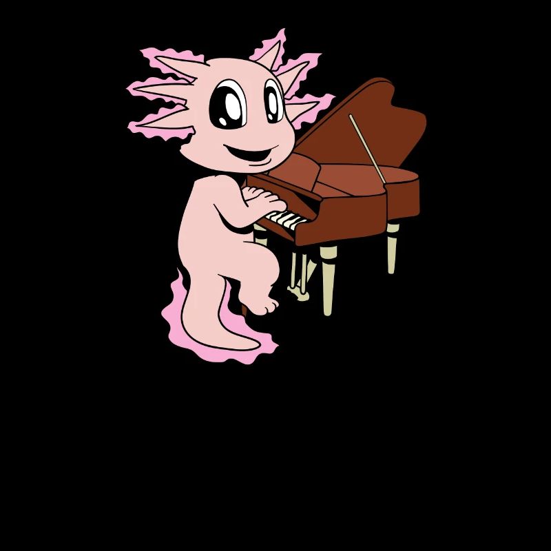 Comic Axolotl joue du piano