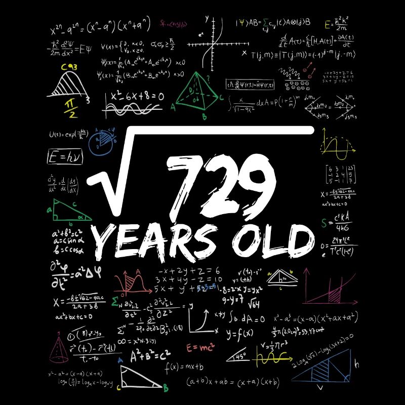 Square Root of 729 27TH Funny Math Birthday