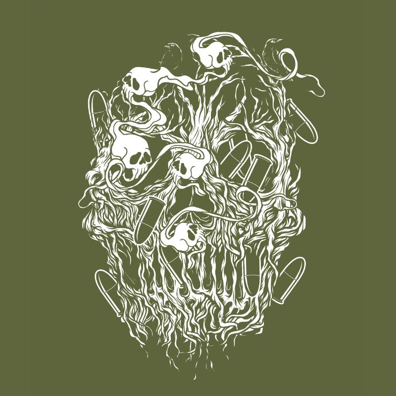 Bullets and Skull Roses Aesthetic Dripping Pattern