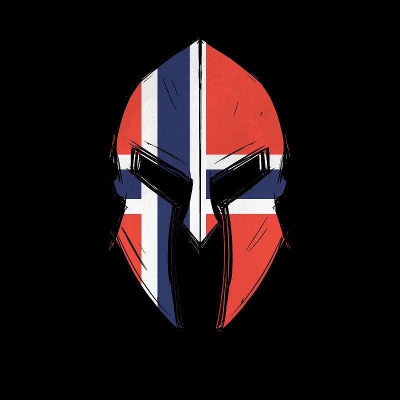 drapeau norvégien dans le casque du guerrier spartiate