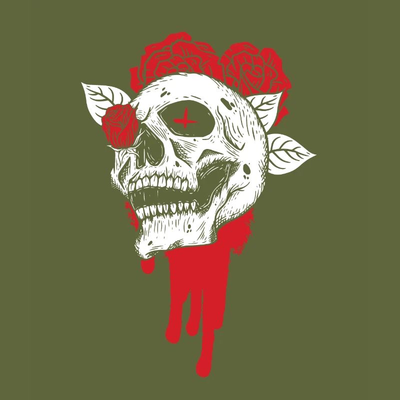 Skulls and Roses Gothic Bones Skeleton Death