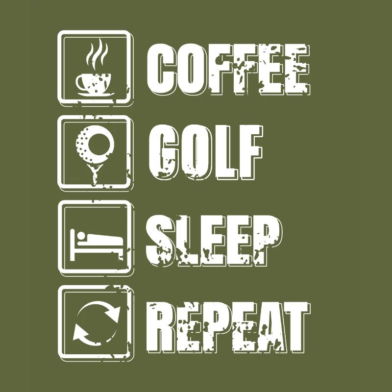 Coffee Golf Sleep Repeat Cool Vintage Golfing