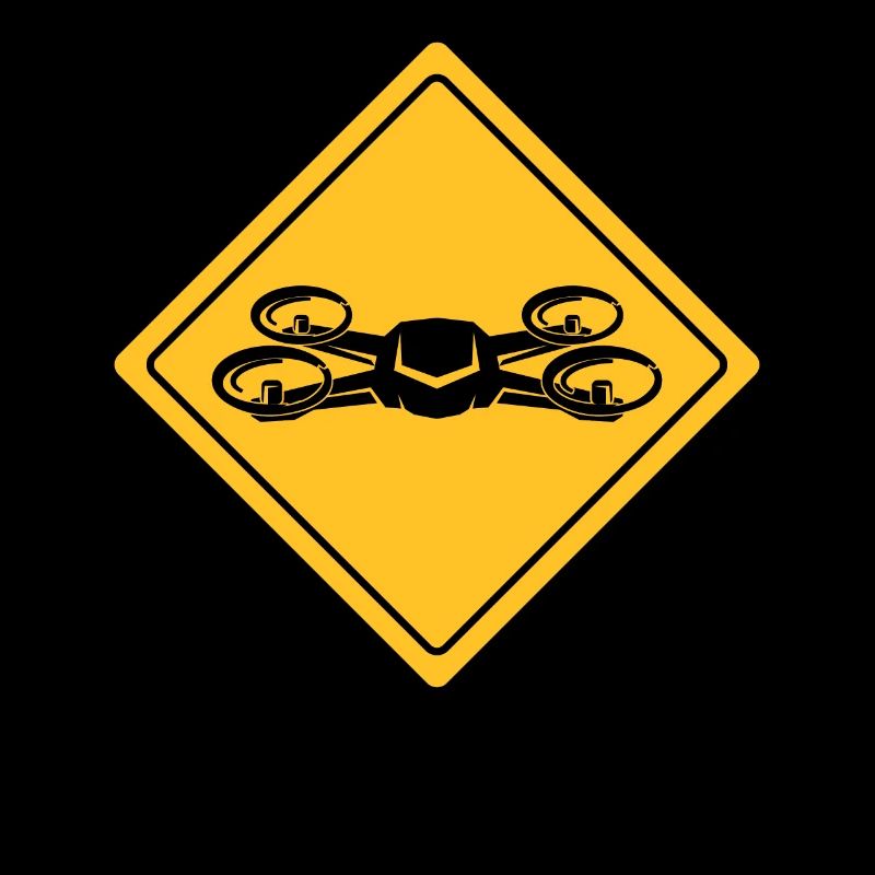 Drone with warning sign Drone flyer
