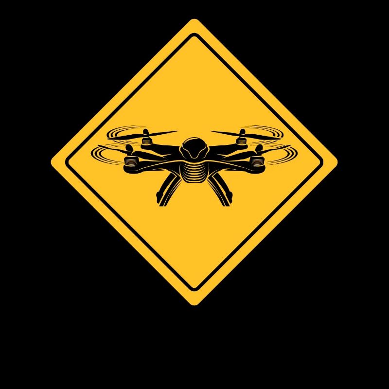 Drone with warning sign Drone flyer