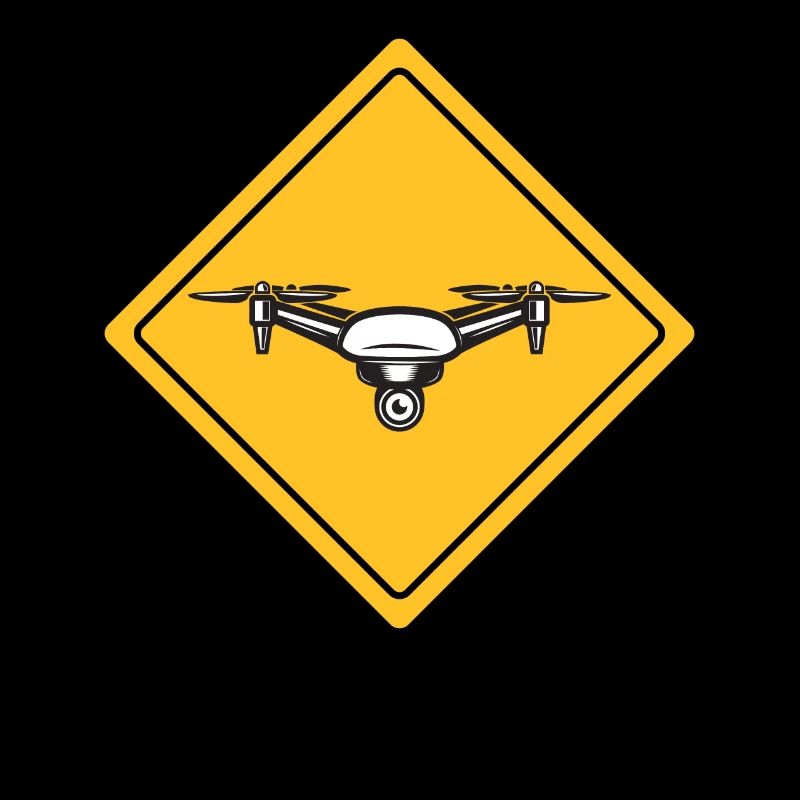 Drone with warning sign Drone flyer