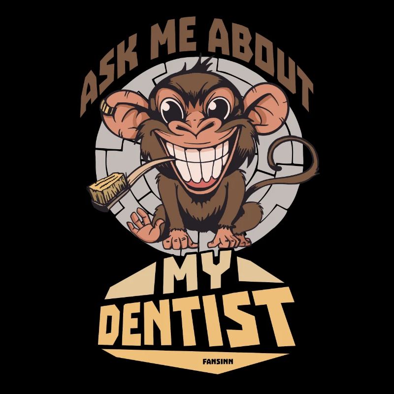 Monkey with toothbrush dentist funny saying
