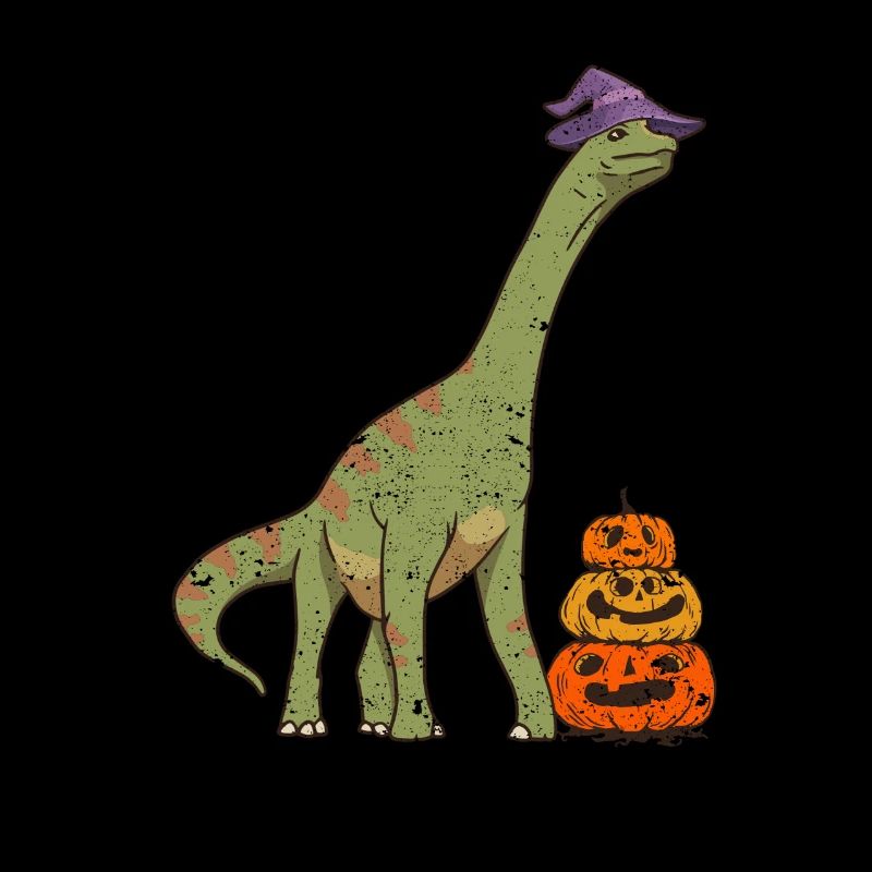 Brachiosaurus Sorcière Citrouille Halloween Dinosaure