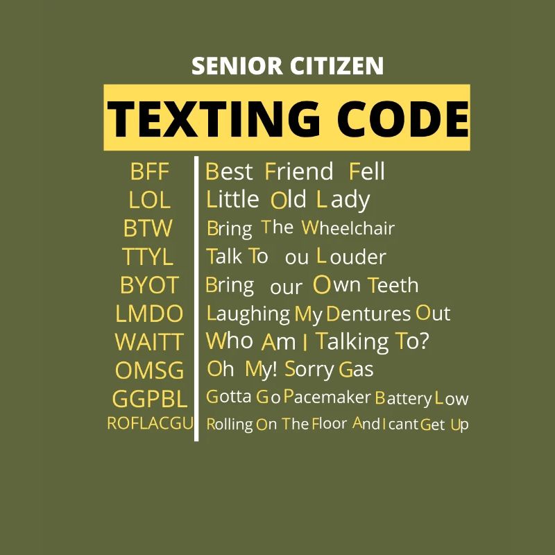 Drôle de code textuel pour personnes âgées Conception de code grand-père