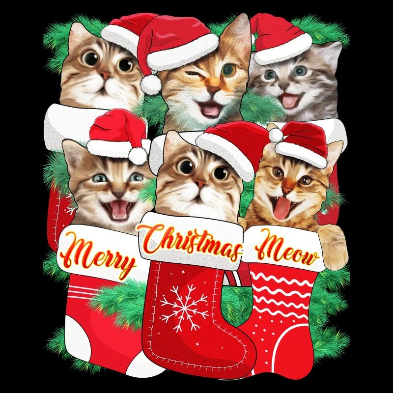 Xmas Cats inside Stocking for Christmas