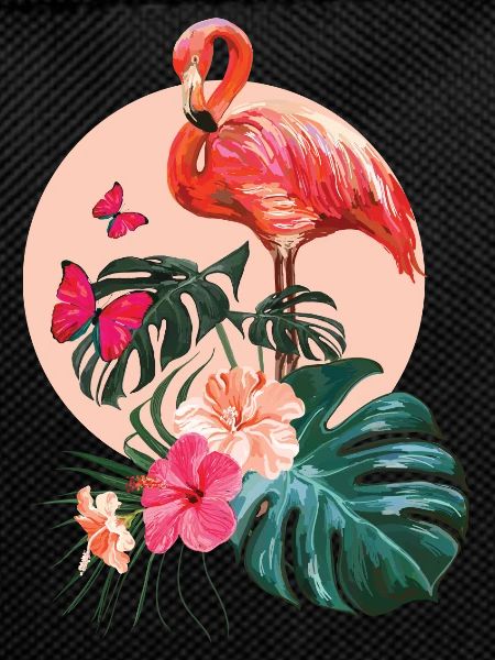Flamingo and Monstera Deliciosa