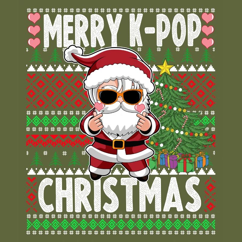 Hässlicher Weihnachtspullover Design K-Pop Weihnachtsmann