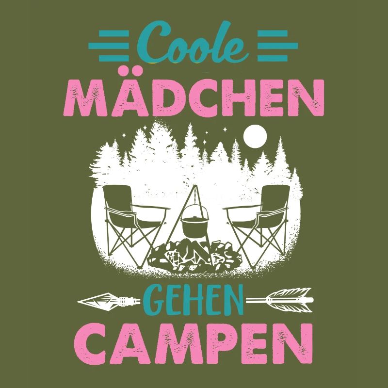 Coole Mädchen Gehen Campen Camper Zelten Camping