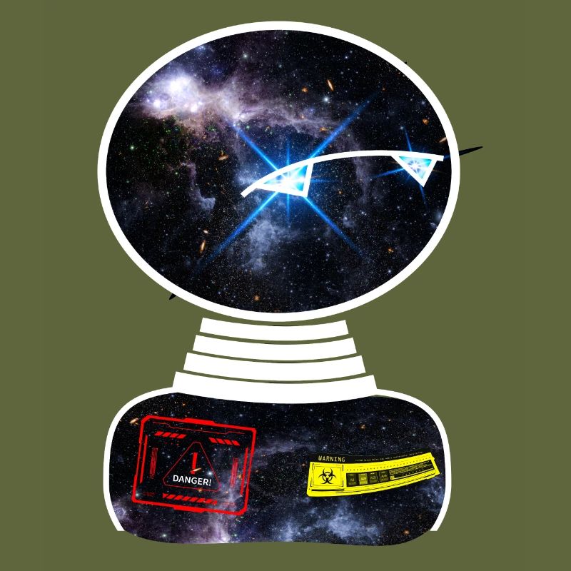 Robot Space Space observes warning sign