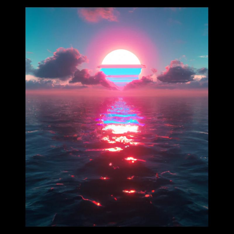 Vaporwave Aesthetic Sunset Sea