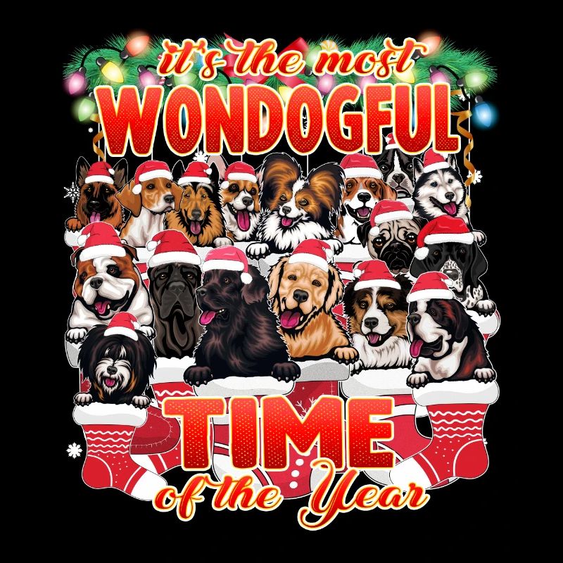 Races de chiens sucrés dans le bas de Noël