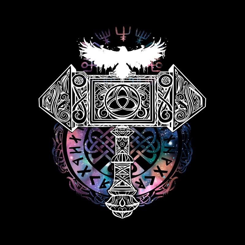 Thor Hammer Raven Mjölnir Rune Viking Galaxy