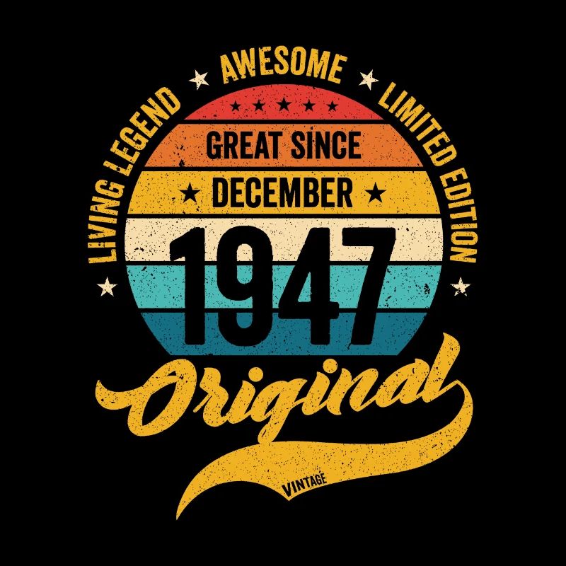 Rétro 75 ans Décembre 1947 Anniversaire Millésime