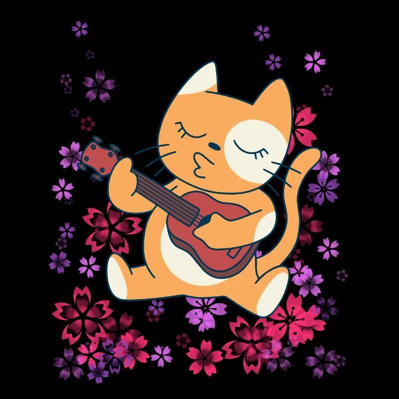 Cat plays guitar