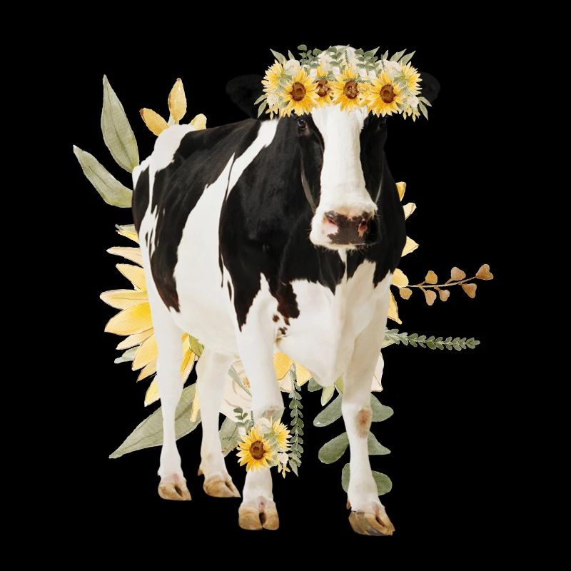 Holstein Kuh mit Blumen - Sonnenblumen