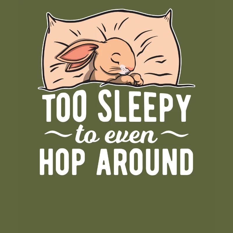 tired rabbit sleeps in bed at night