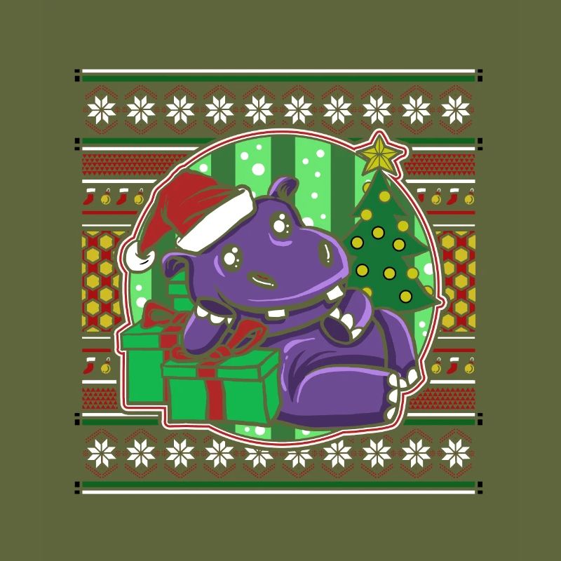 Moche pull de Noël Tshirt Noël Hippopotame