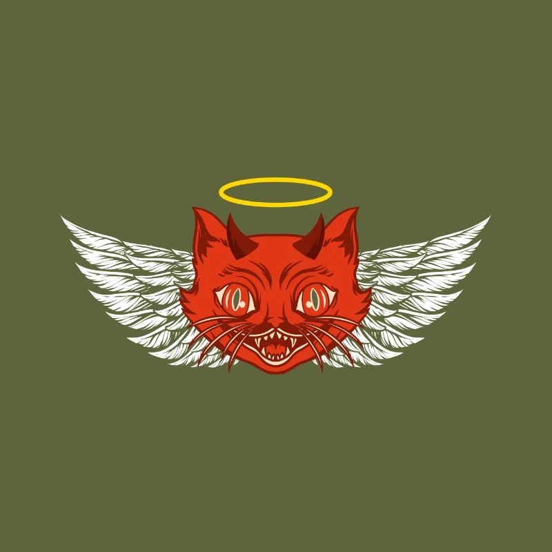 Angel and devil cat