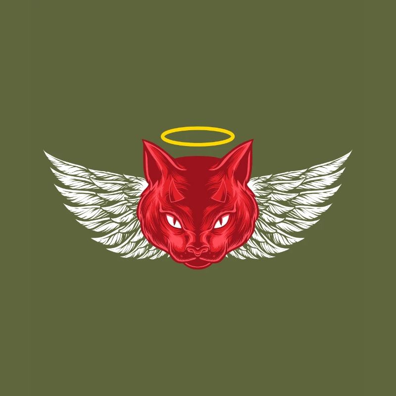 Angel and devil cat
