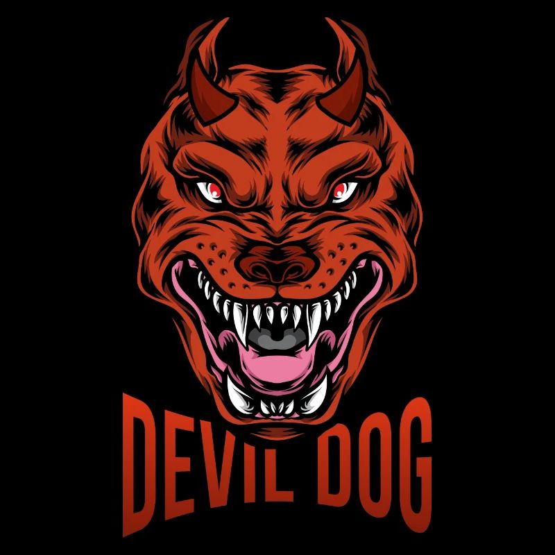 Devil dog with sharp teeth