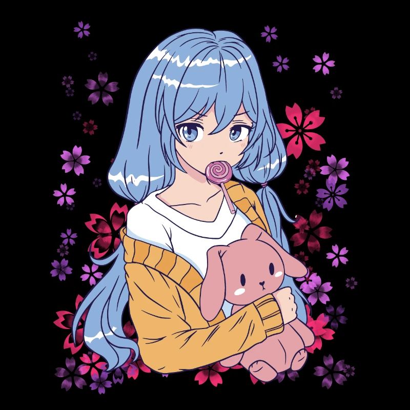 Anime Mädchen Manga Blumenwiese Geschenkidee