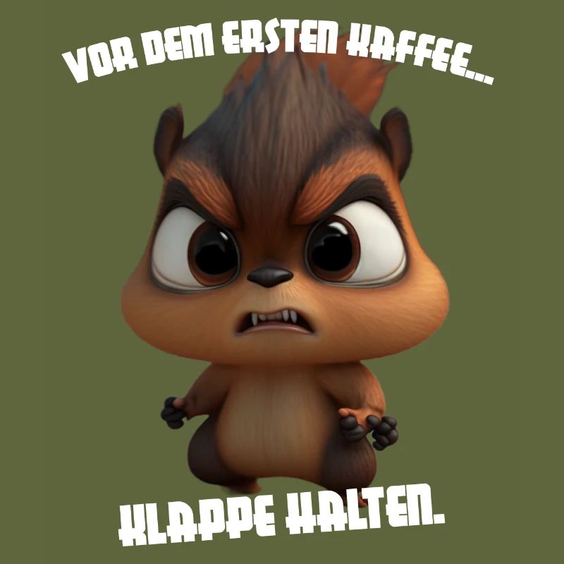 süßes Eichhörnchen mit Spruch Kaffee