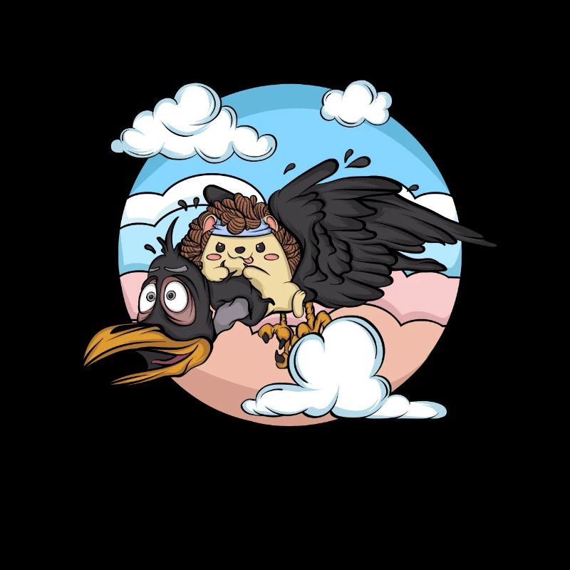 Mouches hérisson sur le corbeau