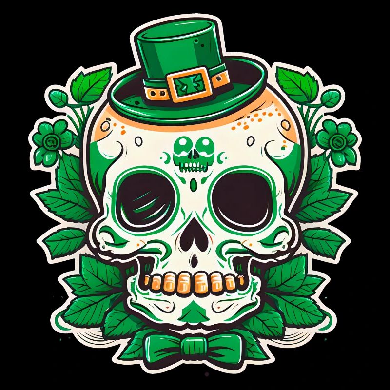 Cute Kawaii Sugar Skull Leprechaun St Patricks