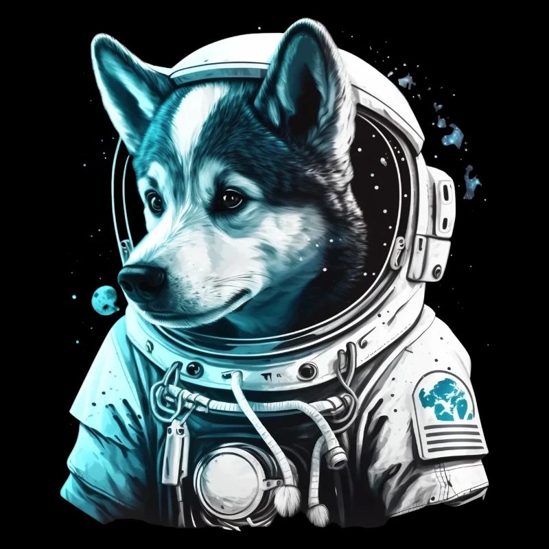 A cute astronaut husky