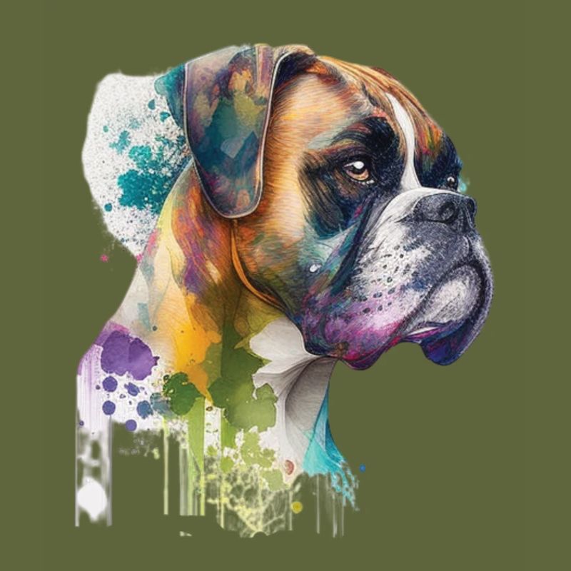 Deutscher Boxer Hund Wasserfarbe Design