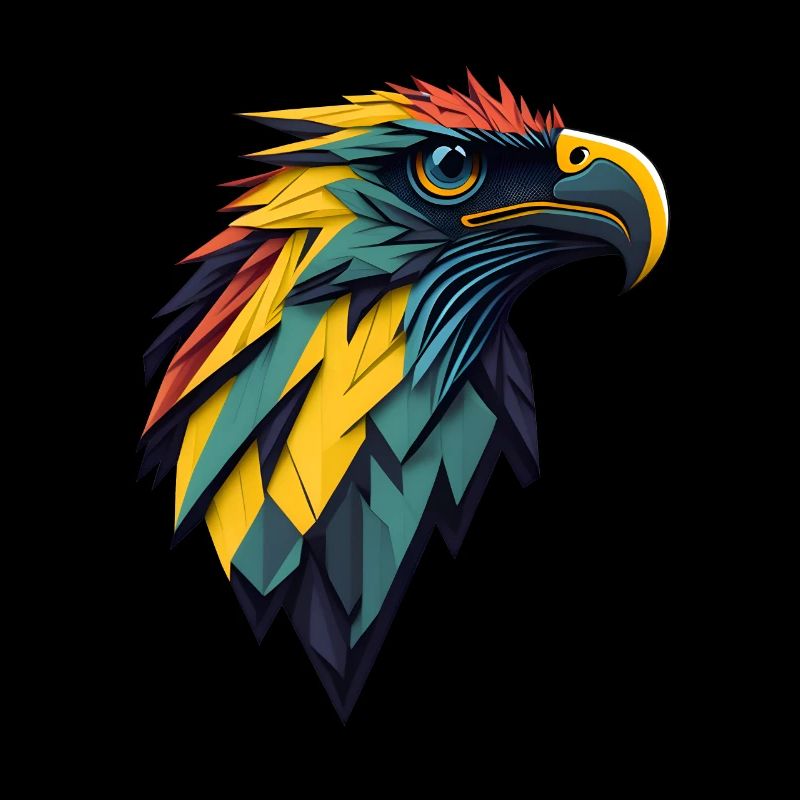 Colourful Geometric Eagle Head