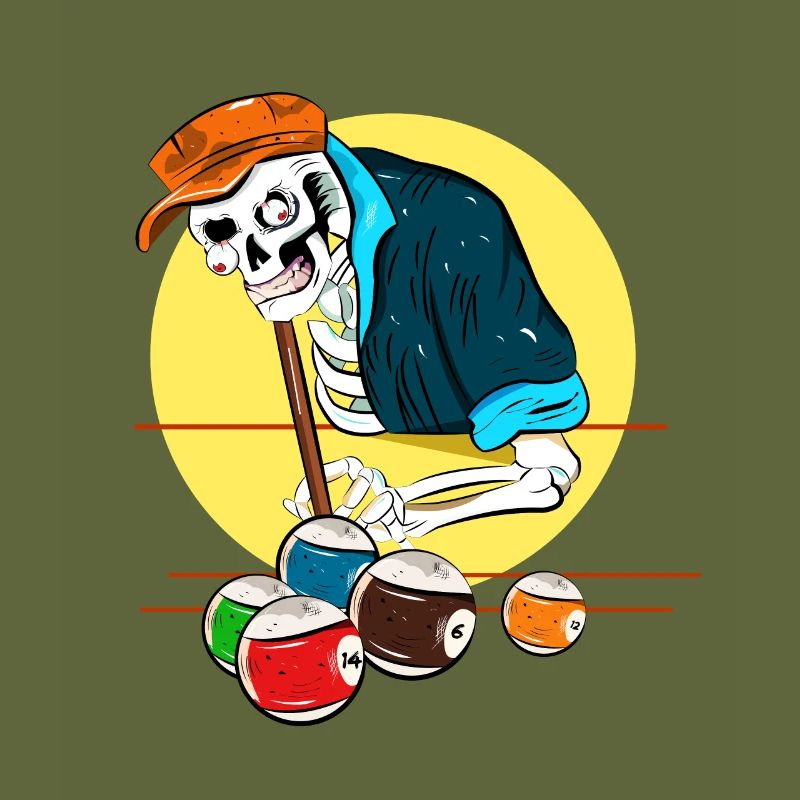 Skeleton Playing Billiards